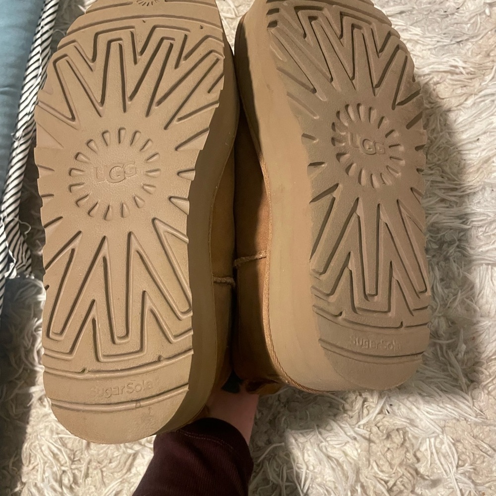 Cozy Tan Suede UGG Platform Boots - Picture 3 of 13